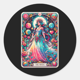 Mystische Bride Tarot Card Verzaubernde Hochzeitsk Runder Aufkleber