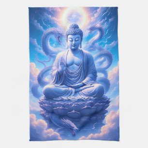 Mystische Buddha-Drachen-Meditation Geschirrtuch