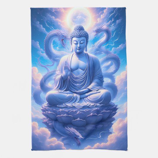 Mystische Buddha-Drachen-Meditation Geschirrtuch (Vertikal)