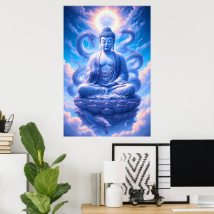 Mystische Buddha-Dragon-Meditation Poster