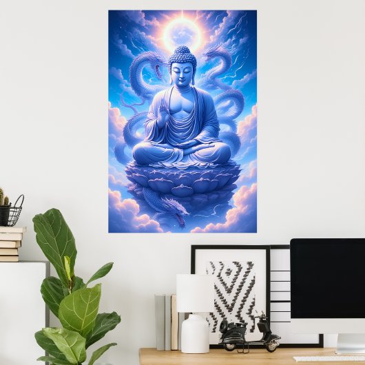 Mystische Buddha-Dragon-Meditation Poster (Heimbüro)