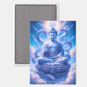 Mystische Buddha-Meditation mit Drachen Magnet