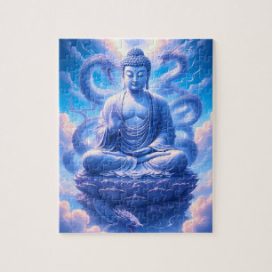 Mystische Buddha-Meditation mit Drachen Puzzle