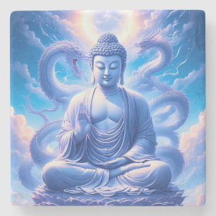 Mystische Buddha-Meditation mit Drachen Steinuntersetzer