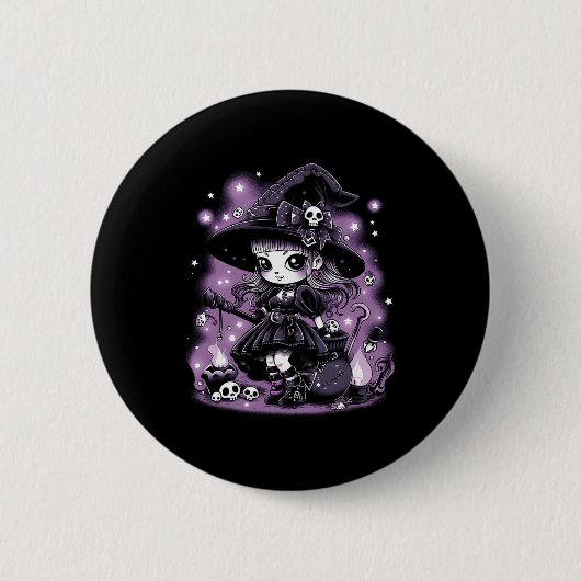 Mystische Charmen Halloween Hexe Graphic Button (Vorderseite)