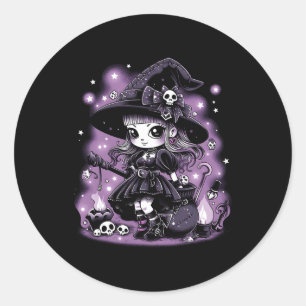 Mystische Charmen Halloween Hexe Graphic Runder Aufkleber