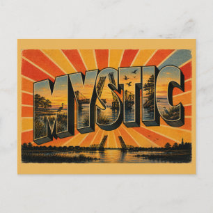 Mystische Connecticut-Küstenfluss-Zugbrücke-Kunst Postkarte