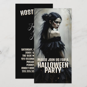 Mystische Dame im dunklen Halloween-Wald - Einladu