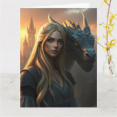 Mystische Drachenkunst Karte (Gelbe Blume)