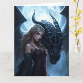 Mystische Drachenkunst Karte (Gelbe Blume)