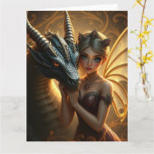 Mystische Drachenkunst Karte (Gelbe Blume)