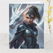 Mystische Drachenkunst Karte (Gelbe Blume)