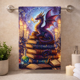Mystische Drachenzauberer Bücher Badhandtuch Set