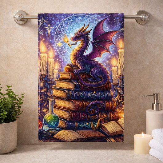 Mystische Drachenzauberer Bücher Badhandtuch Set