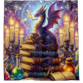 Mystische Drachenzauberer-Bücher Duschvorhang (Vorderseite)