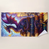 Mystische Drachenzauberer Bücher Strandtuch (Vorderseite)