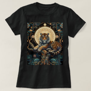 Mystische Dschungelkatze Tiger Schwarz T-Shirt