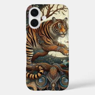 Mystische Dschungelkatze - verspieltes Filigran iPhone 16 Hülle