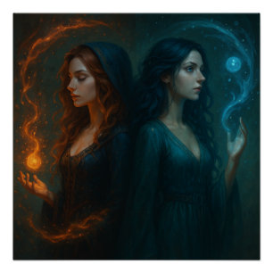 Mystische Dualität Glänzend Poster