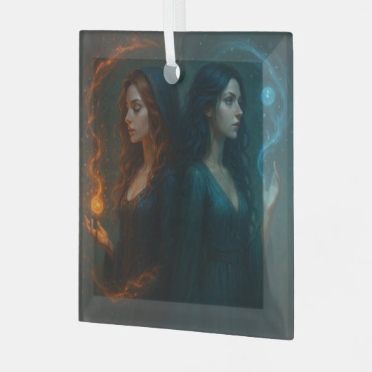 Mystische Dualität Ornament Aus Glas (Vorderseite links)