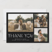Mystische Elegance Foto Collage Wedding Black Dankeskarte (Vorderseite)