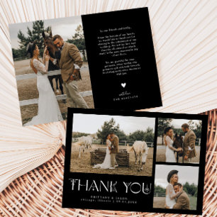 Mystische Elegance Foto Collage Wedding Black Dankeskarte