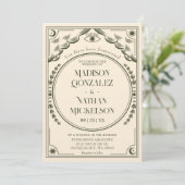 Mystische Elegante Olive Tarot Gotische Hochzeit Einladung (Stehend Vorderseite)