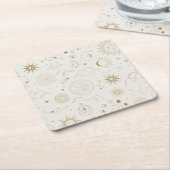 Mystische Elemente der Himmelssonne und des Mondes Rechteckiger Pappuntersetzer (angewinkelt)