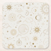 Mystische Elemente der Himmelssonne und des Mondes Rechteckiger Pappuntersetzer (Vorderseite)