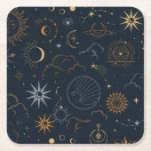Mystische Elemente der Himmelssonne und des Mondes Rechteckiger Pappuntersetzer (Vorderseite)