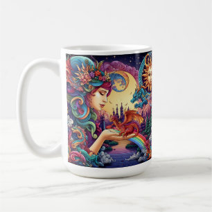 Mystische Elfen- und Baby-Drachen-Fantasiewelt Kaffeetasse