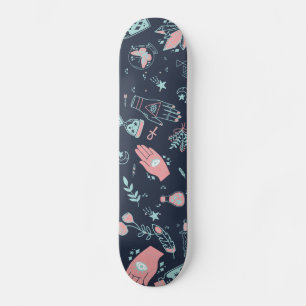 Mystische Esoterische Rosa Böse Augen Hand Tränke Skateboard
