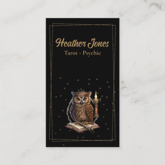 Mystische Eule auf schwarz Visitenkarte (Vorderseite)