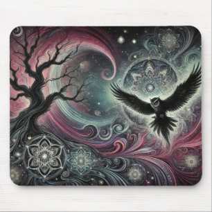Mystische Eule Kosmische Nacht Mandalas Wirbelnder Mousepad