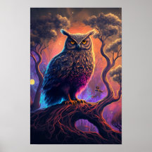 Mystische Eulen-Psychedelic-Poster | Spirit Animal