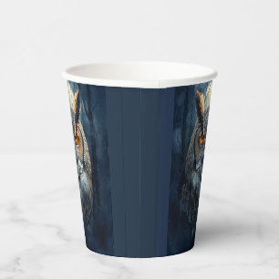 Mystische Eulen-Wasserfarbenkunst Dunkle Waldmon Pappbecher