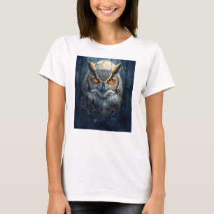 Mystische Eulen-Wasserfarbenkunst   Dunkle Waldmon T-Shirt