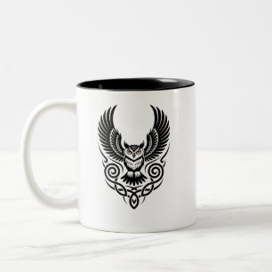 Mystische Eulenillustrationsdesign Zweifarbige Tasse