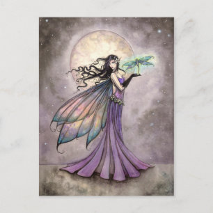 Mystische Fantasie Kunst der Fairy and Dragonfly Postkarte