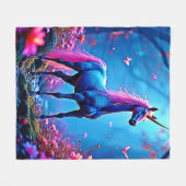 Mystische Fantasy-Einhorn-Kunst Fleecedecke (Vorderseite (Horizontal))