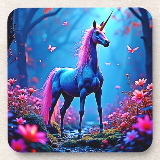 Mystische Fantasy-Einhorn-Kunst Getränkeuntersetzer (Vorderseite)