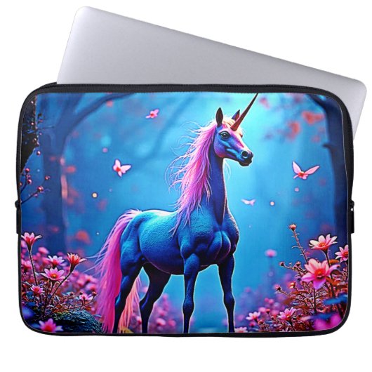 Mystische Fantasy-Einhorn-Kunst Laptopschutzhülle (Vorderseite)