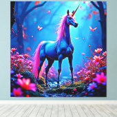 Mystische Fantasy-Einhorn-Kunst Leinwanddruck (Insitu (Holzboden))