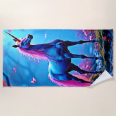 Mystische Fantasy-Einhorn-Kunst Strandtuch (Vorderseite)