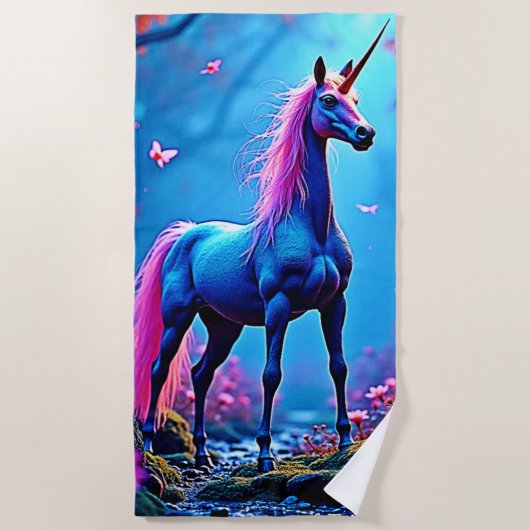 Mystische Fantasy-Einhorn-Kunst Strandtuch (Vorderseite)