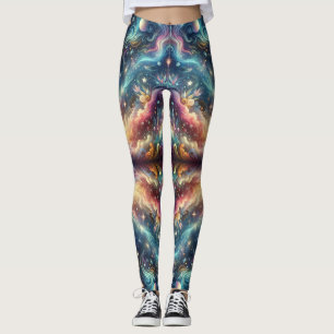 Mystische Fantasy Farbige Himmlische Ferne Burg Leggings