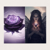 Mystische Fee mit Violett-Rose | Dankeskarte (Außenseite Aufgefaltet)