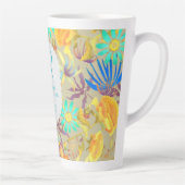 Mystische Floral Monogramm Grau Latte Tasse (Rechts)