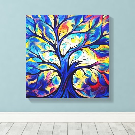 Mystische Flüstern, Fantasiebaum in Multicolor Leinwanddruck (Insitu (Holzboden))