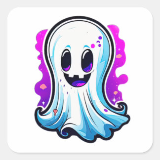 Mystische Flüstern, Niedlicher Halloween-Geist Quadratischer Aufkleber